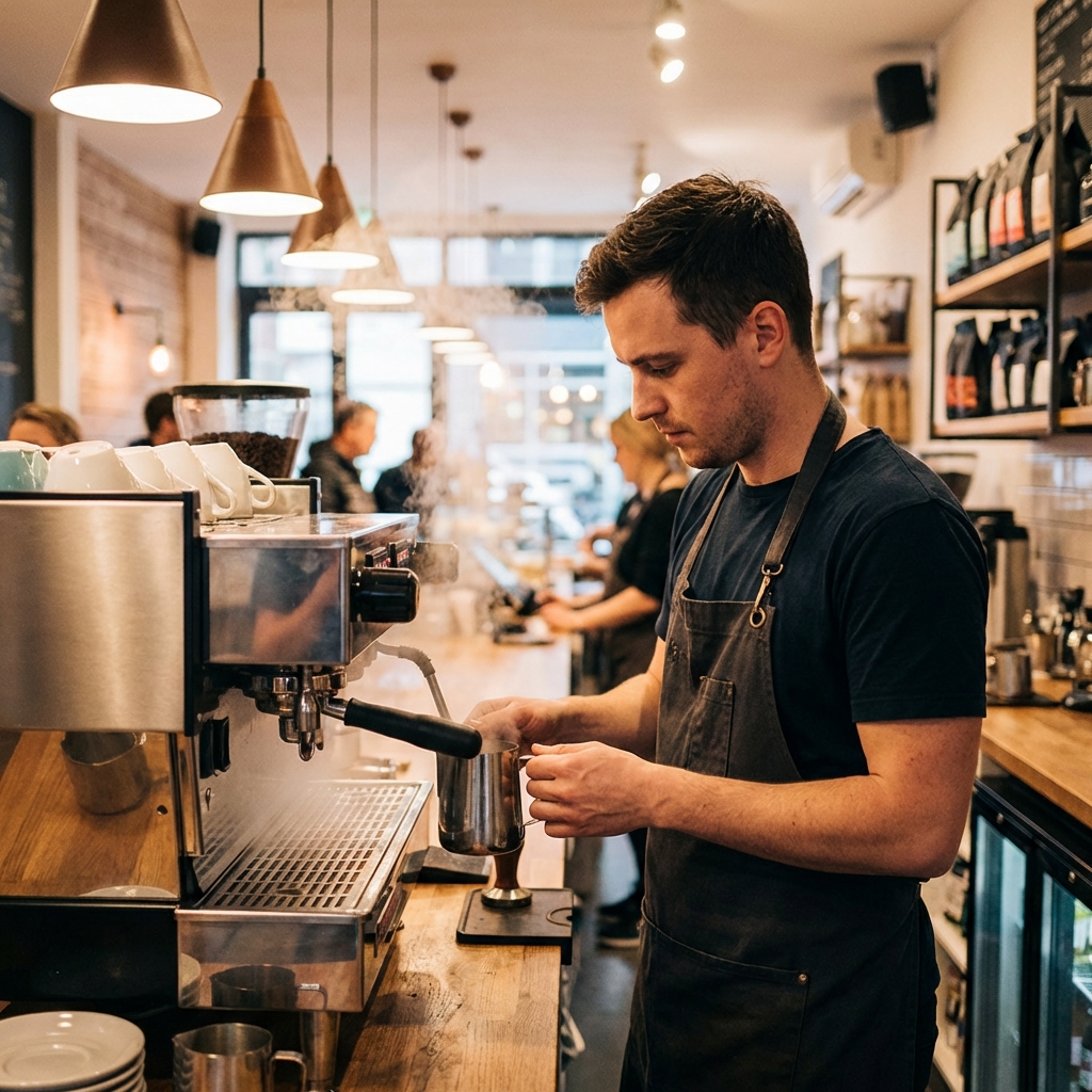 Barista sedang meracik kopi